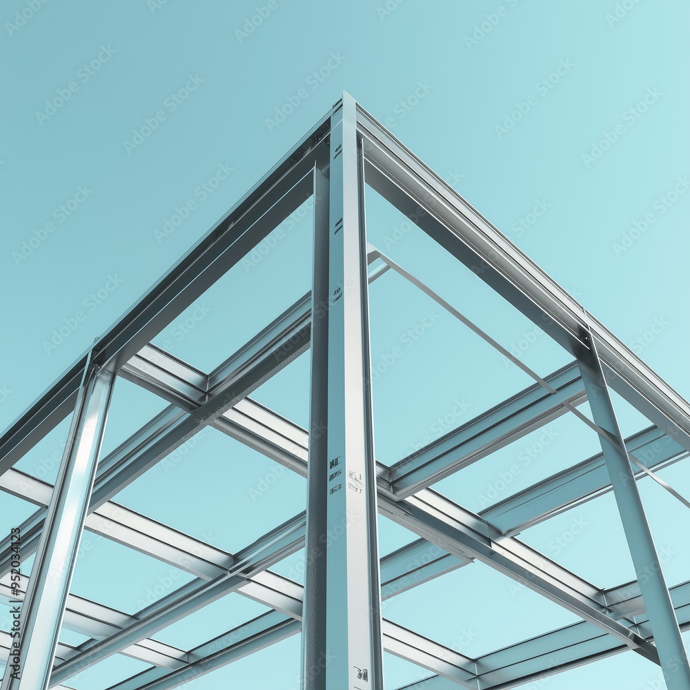 Minimalist metal frame structure against a clear sky Minimalist metal frame structure against a clear sky