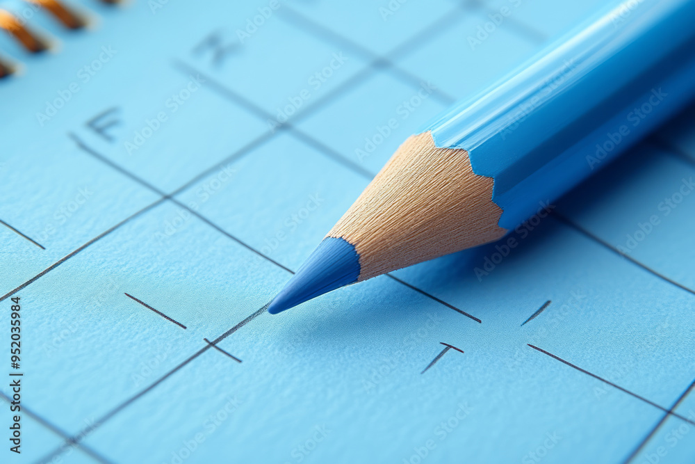 A close-up of a desk calendar with important dates circled, isolated on a pastel blue background, A close-up of a desk calendar with important dates circled, isolated on a pastel blue background,