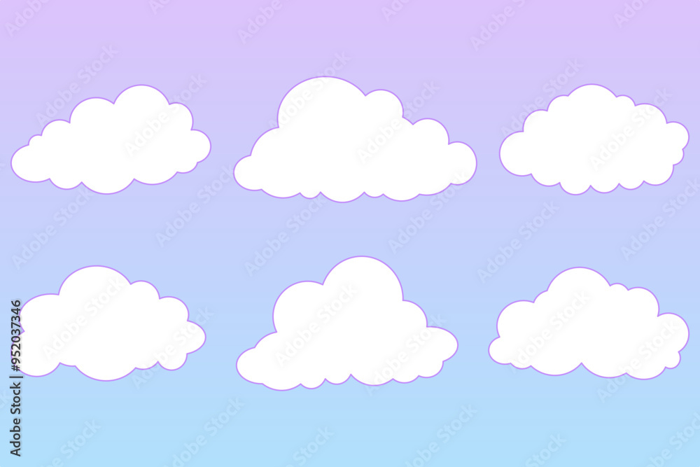set of vector clouds on gradient background set of vector clouds on gradient background