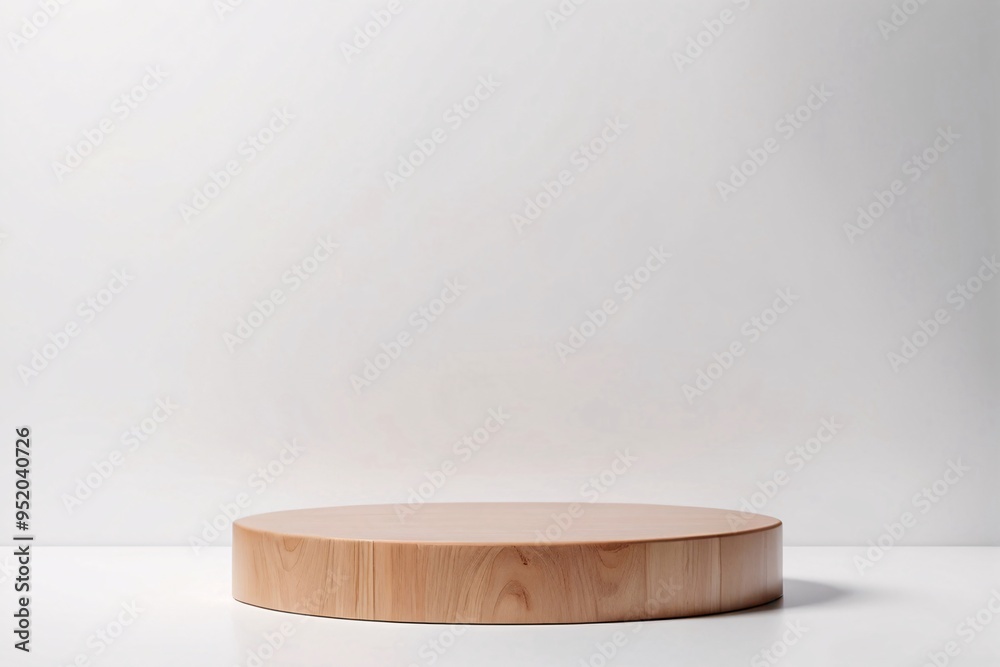 Round wooden podium on white background. Round wooden podium on white background.