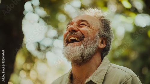 34. A middle-aged person demonstrating relief with a sigh and a relaxed smile