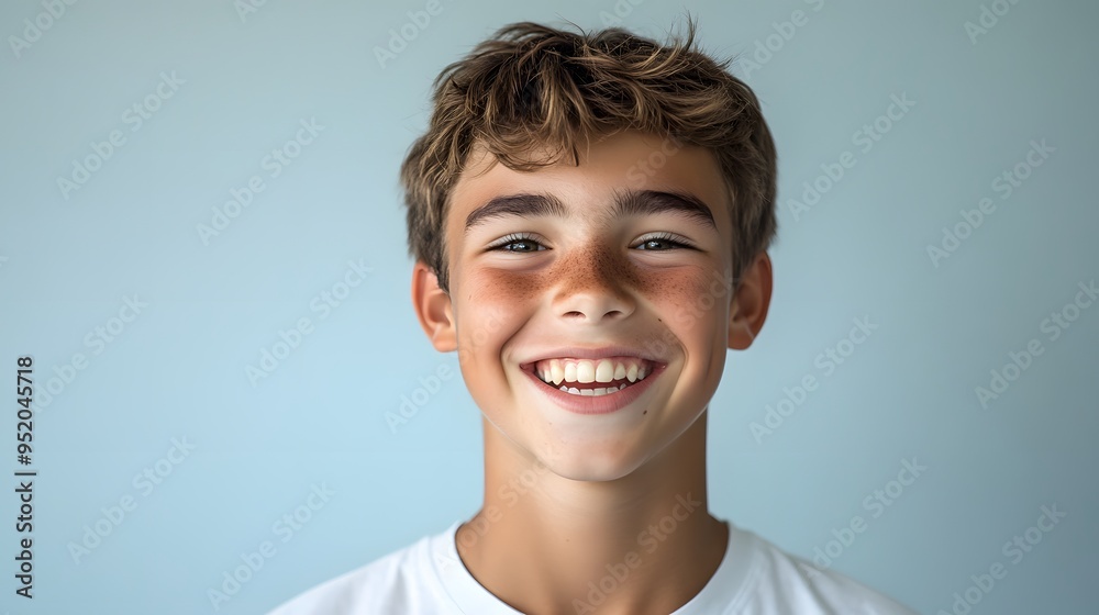 22. A teenager showing amusement with a chuckling smile and squinting eyes 22. A teenager showing amusement with a chuckling smile and squinting eyes
