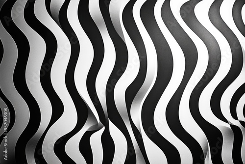 Abstract Black and White Wavy Stripes Pattern