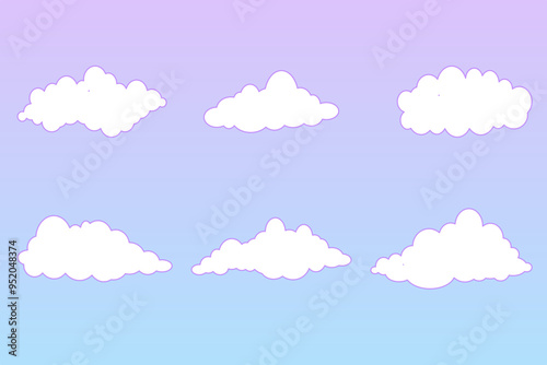 set of vector clouds on gradient background