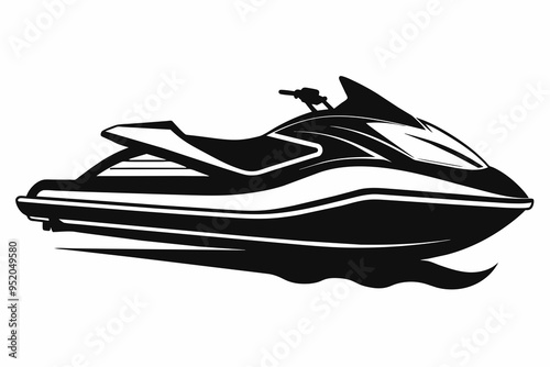 Jet ski silhouette black vector art illustration