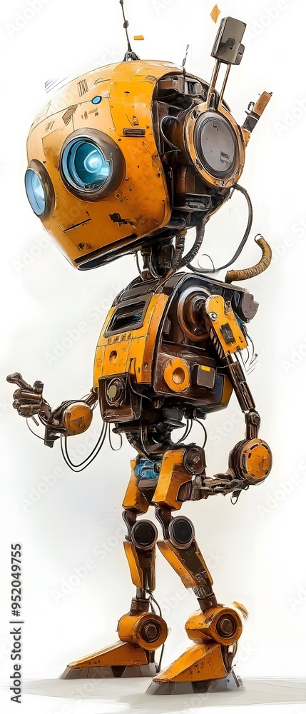 Yellow Robot with One Arm Extended. Yellow Robot with One Arm Extended.