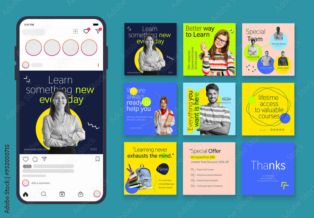 Update Learning Post Learning Social Media Post Layout Stock Template | Adobe Stock