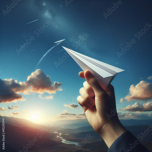 hand with paper plane