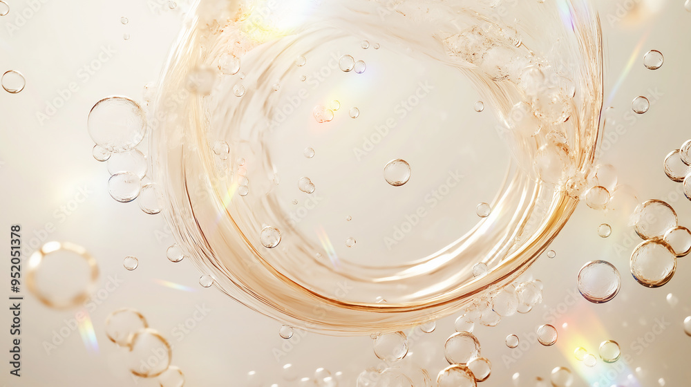 Fototapeta premium 金色に輝く気泡と水しぶき