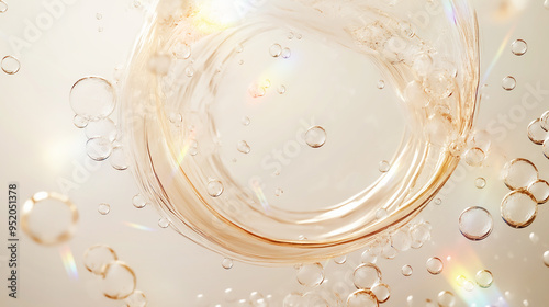 金色に輝く気泡と水しぶき