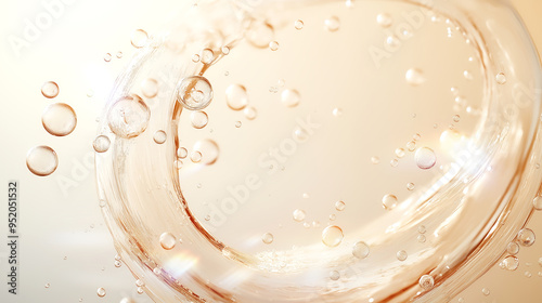 金色に輝く気泡と水しぶき