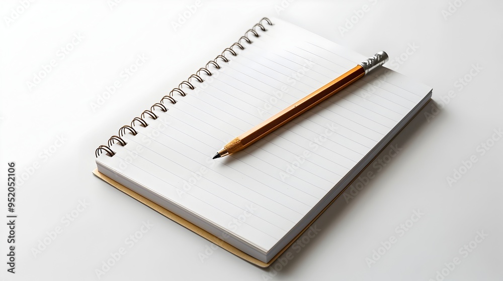 Clean White Background with Lined Notepad and Text Space for Concept Art Clean White Background with Lined Notepad and Text Space for Concept Art