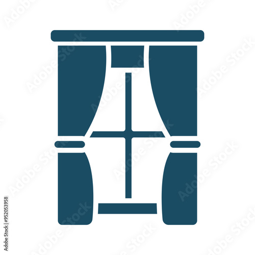 Window with curtains svg cut file. Isolated vector illustration.