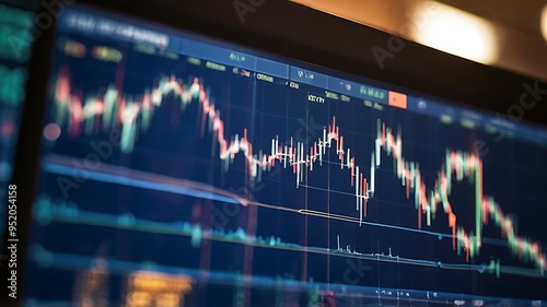 stock market investment trading chart is analyzing with candlestick graphs