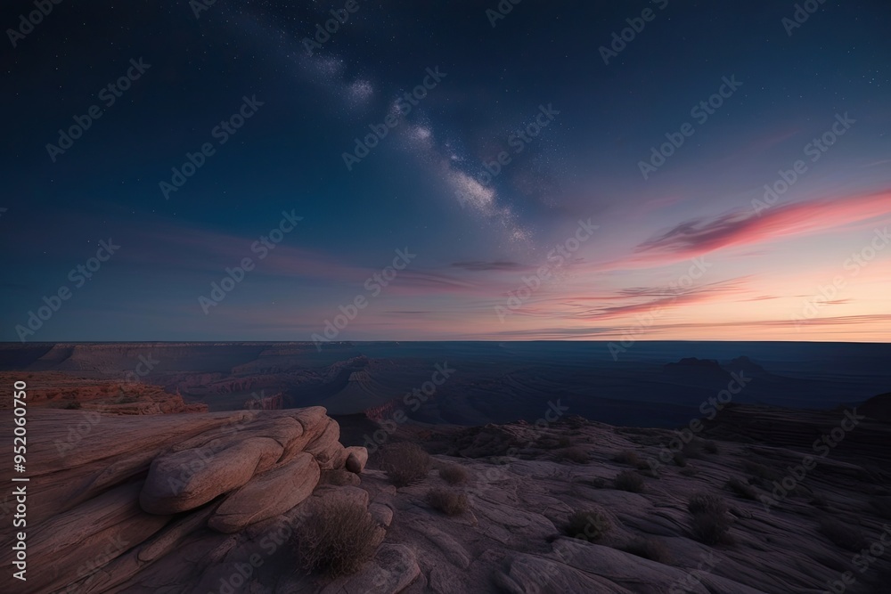 Obraz premium Endless Exploration of Nature's Vast Expanses with a Conceptual Vista at Dusk