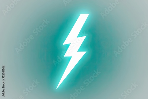 Vibrant Aqua Lightning Bolt on White Background photo