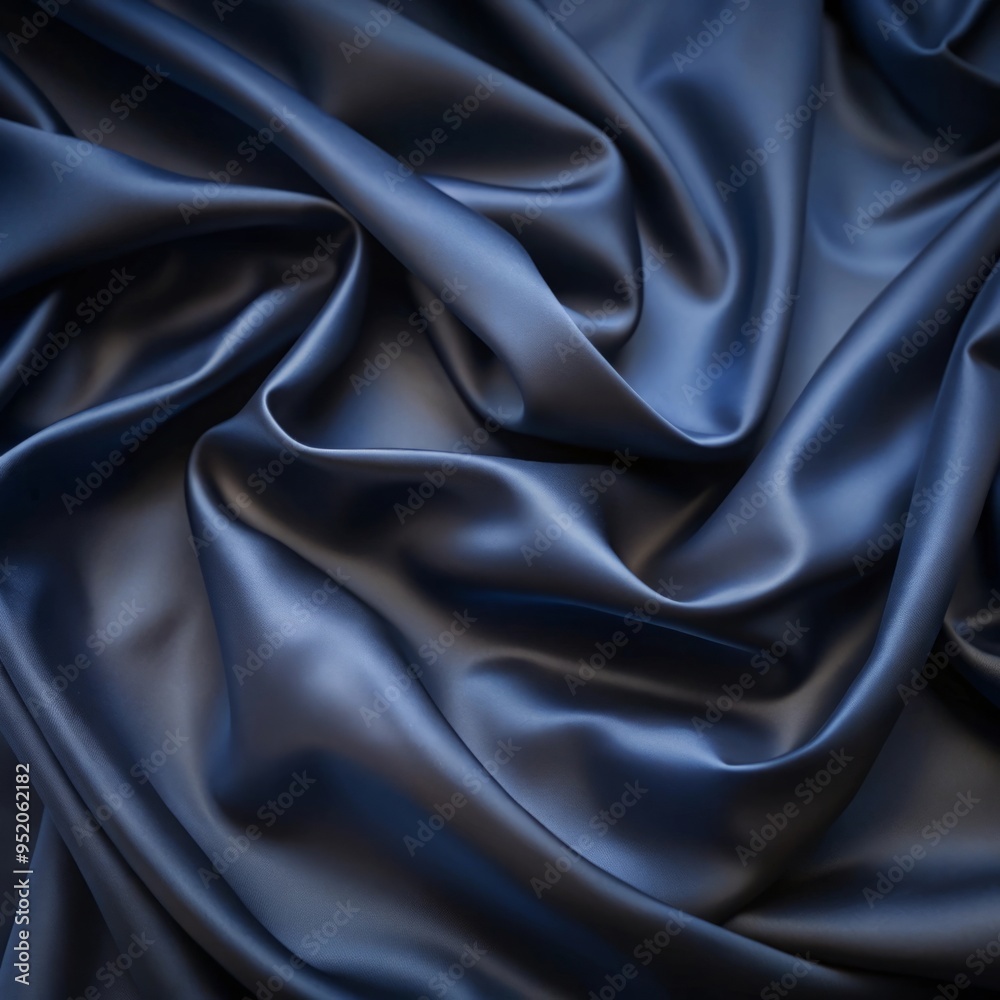 Fototapeta premium Dark, smooth fabric with a silky texture drapes and folds gracefully, creating soft waves.