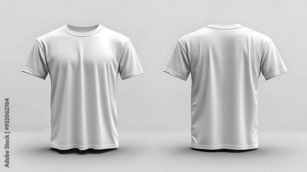 Front and back view of a blank white t-shirt. Front and back view of a blank white t-shirt.
