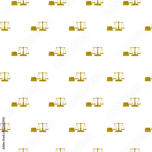 Justice scales and book icon seamless pattern on white