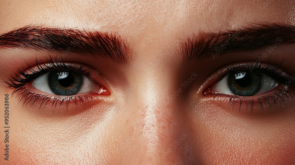 Woman's face, teary eyes filled with hope, 3D illustration Woman's face, teary eyes filled with hope, 3D illustration