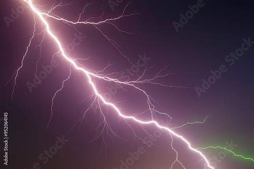 Isolated Green Electricity Lightning Bolt on White Background photo