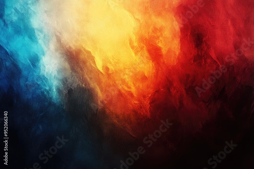 Abstract Painting of Blue, Yellow, and Red Colors photo