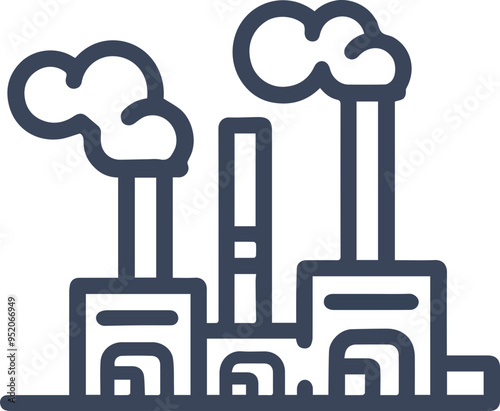 산업과 공장을 상징하는 회색 공장 아이콘 일러스트