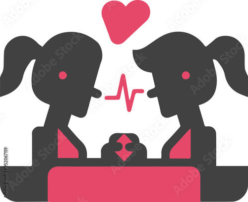 사랑과 유대를 표현하는 사람과 심장 아이콘 일러스트