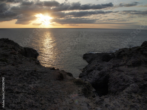 sunset at the coast of Sant'Antioco island near Sardinia, Italy, Europe