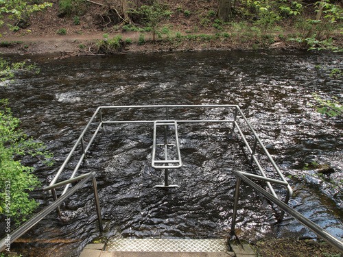 Kneipp or water-treading facility in the river Bremke at Bad Lauterberg, Harz, Germany