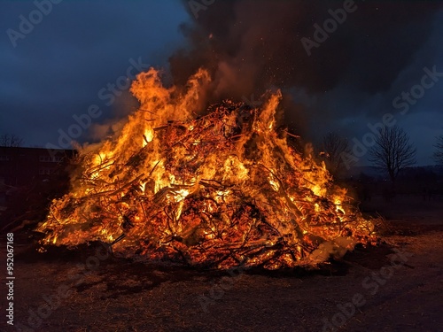 Easter bonfire at Reinhardshagen near Kassel, Germany