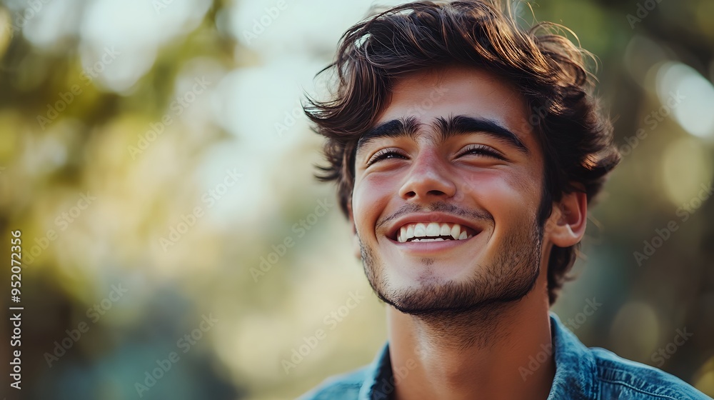 121. A young adult showing relief with a contented smile and relaxed demeanor 121. A young adult showing relief with a contented smile and relaxed demeanor