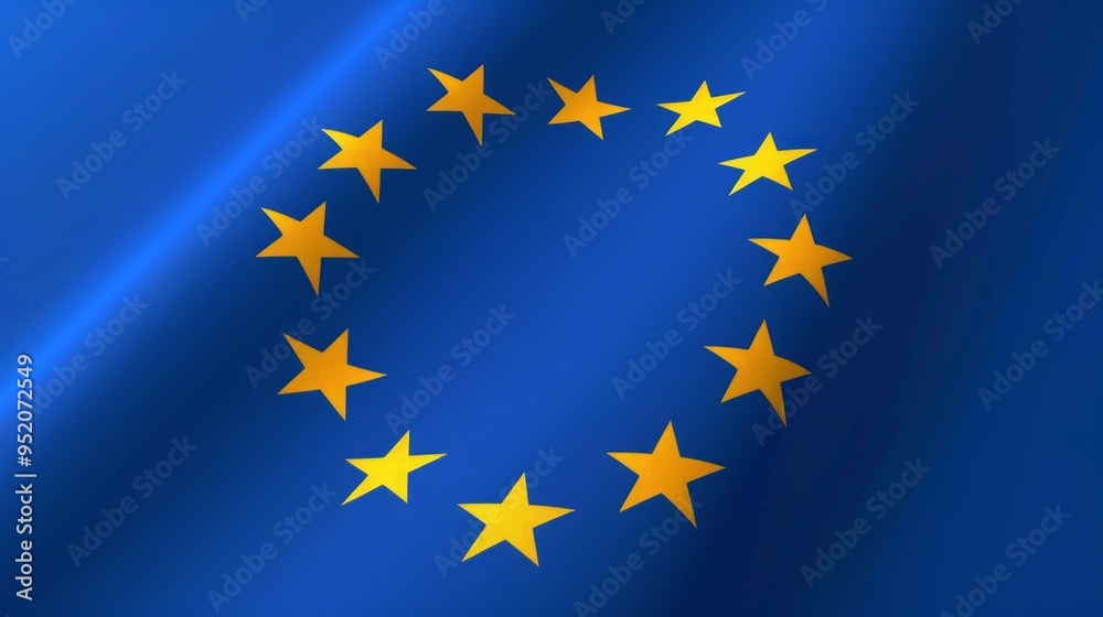 A vibrant and detailed image of the European Union flag. The blue background symbolizes unity. Stars circle in a golden ring, representing harmony and hope. Capture this powerful symbol. AI A vibrant and detailed image of the European Union flag. The blue background symbolizes unity. Stars circle in a golden ring, representing harmony and hope. Capture this powerful symbol. AI