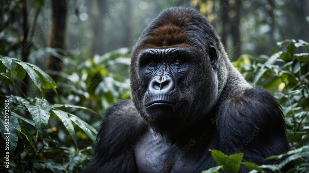 Gorilla maschio adulto silver back nella foresta pluviale dell'Africa Gorilla maschio adulto silver back nella foresta pluviale dell'Africa