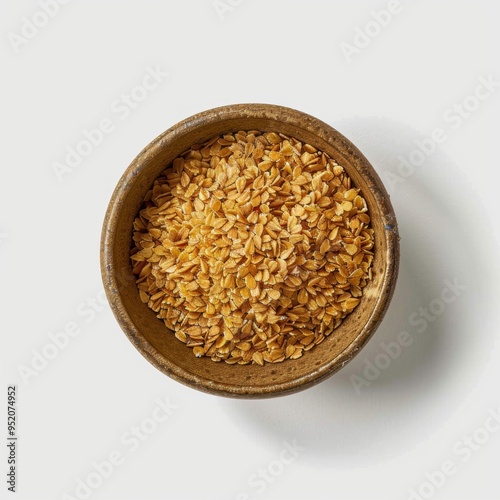 Medium shot of Grains on a bowl, isolated on a white background, 
