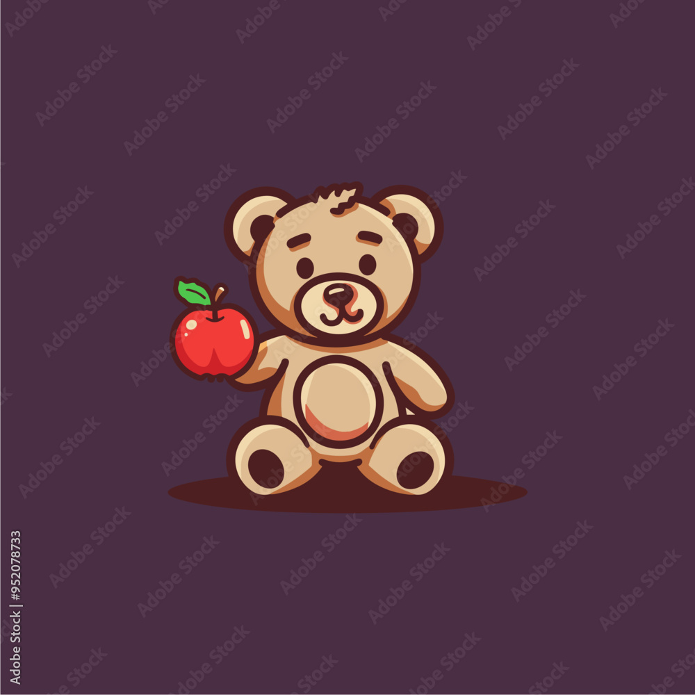 Obraz premium Teddy Bear Vector Logo Design Simple and Cute Icon