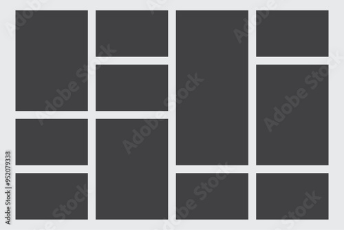 Wallpaper Mural Photo Frame Collage Grid Vector Template, Empty Mood Board Image Album Template, Photography Design Layouts And Minimalist Mockup. Torontodigital.ca