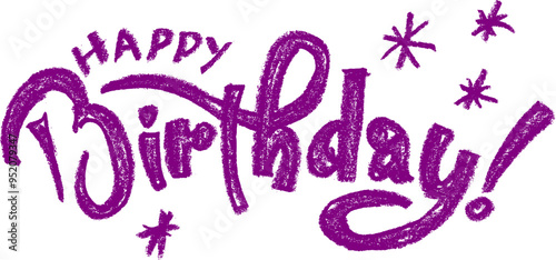 Happy Birthday Calligraphy Crayon Chalk Drawing Vector