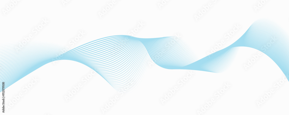 Abstract blue smooth waves on white background.Vector illustration. Abstract blue smooth waves on white background.Vector illustration.