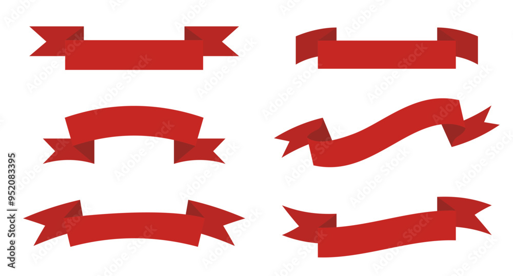 Set of Red Ribbon Banner Vector Designs Set of Red Ribbon Banner Vector Designs
