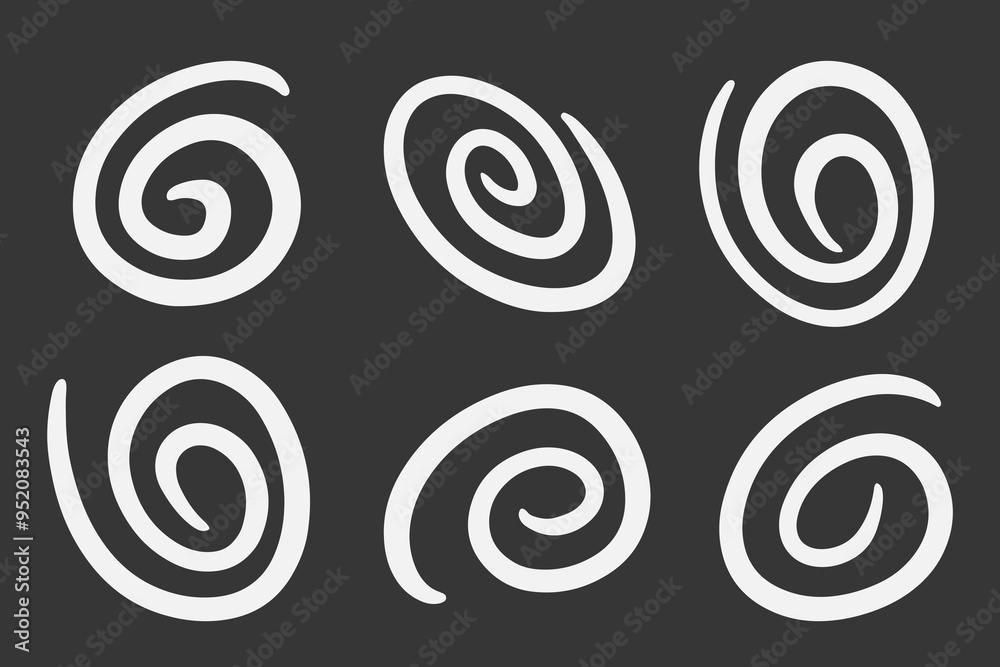 White Spiral Icons on Dark Background White Spiral Icons on Dark Background