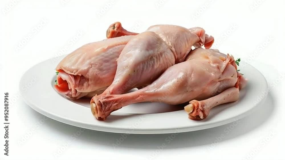 Rotate Fresh raw chicken legs plate table cutting white background High quality HD 4K video clips Rotate Fresh raw chicken legs plate table cutting white background High quality HD 4K video clips