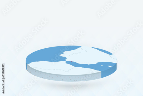 3D Isometric Map Highlighting Gibraltar in Red.