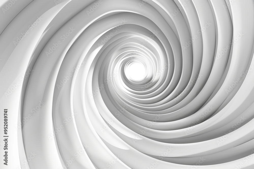 Abstract Minimal 3D Swirling Design. Futuristic White Spiral Wallpaper, Smooth Vortex Curves Abstract Minimal 3D Swirling Design. Futuristic White Spiral Wallpaper, Smooth Vortex Curves