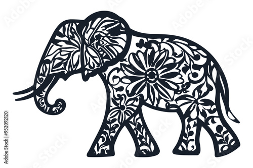 Decorative Elephant vector cut file