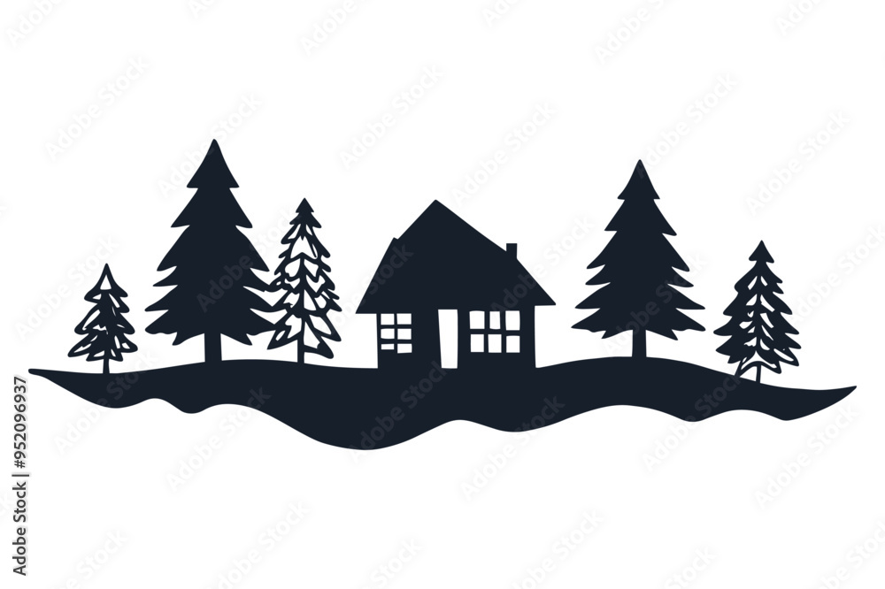 Fototapeta premium Winter Christmas Scene vector