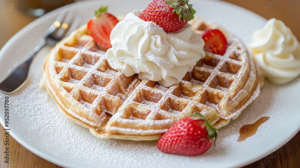 Waffles with strawberry Waffles with strawberry
