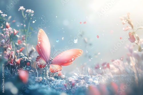 Butterfly in a Dreamlike Meadow