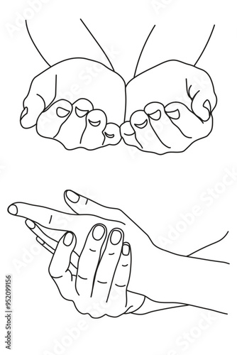 wash hands line drawing manicure