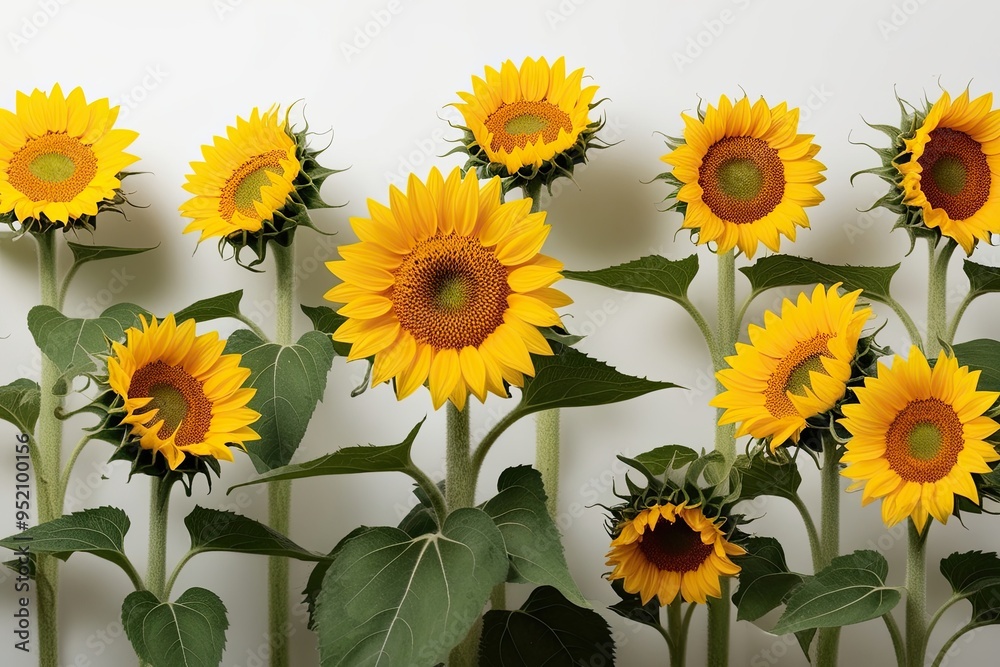 Fototapeta premium bright yellow sunflower against a clean white background